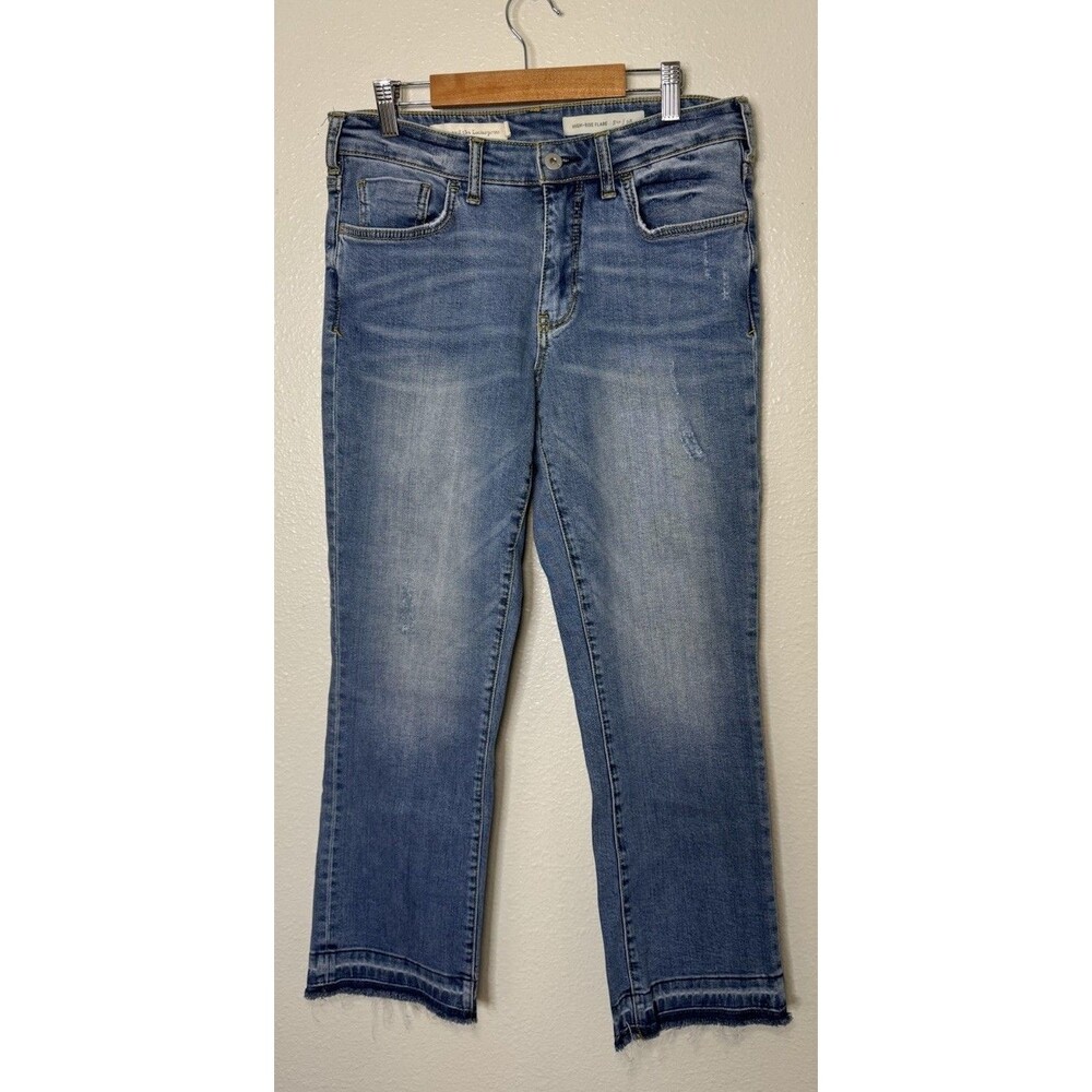 Pilcro & the Letterpress High-Rise Flare Jeans Womens Raw Hem Size 28